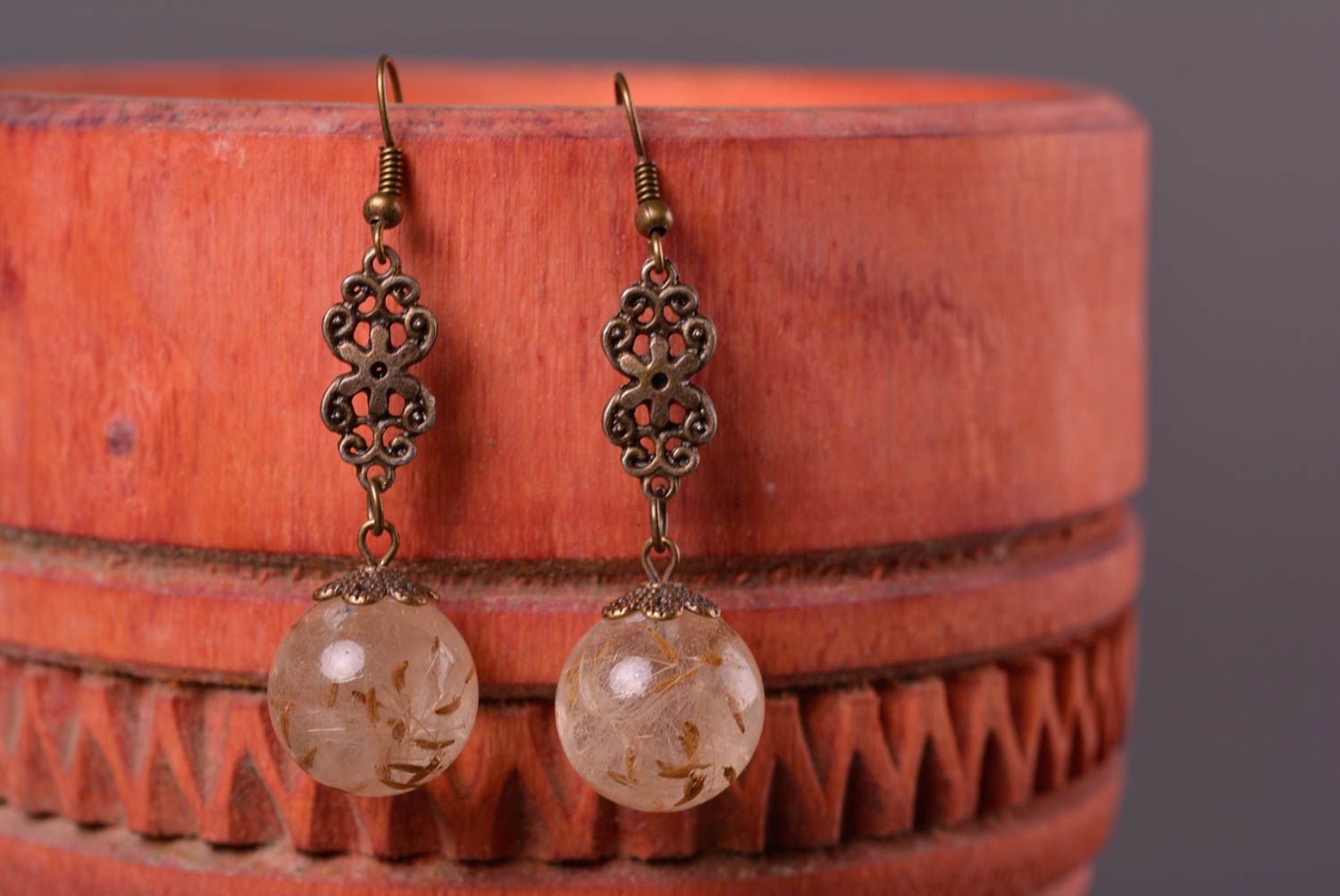 Long handmade flower earrings botanical jewelry designs fashion accessories photo 1