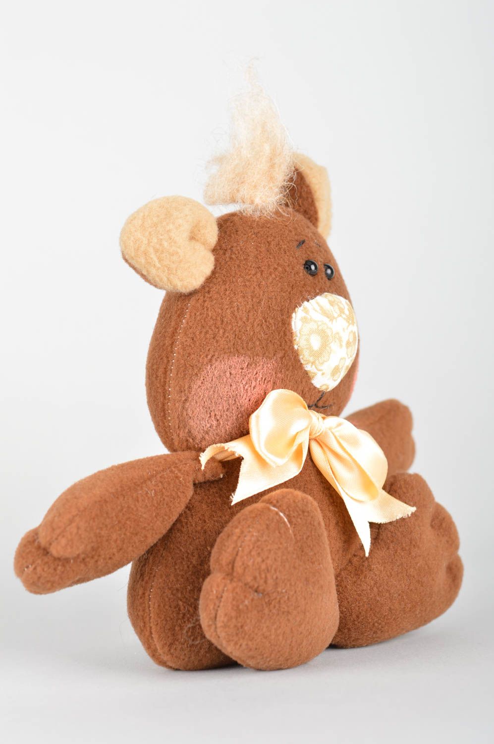 Unusual beautiful stylish cute brown handmade soft toy in shape of bear photo 5