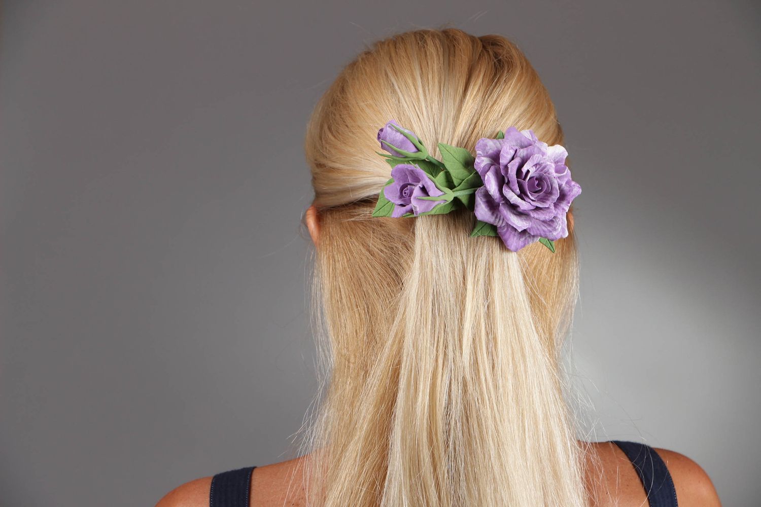 Schöne Haarklemme mit Blumen Rose foto 5