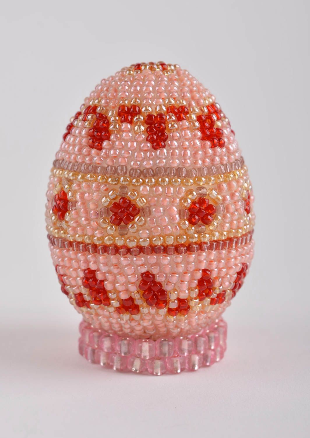 Huevo original artesanal elemento decorativo de abalorios regalo para Pascua foto 2