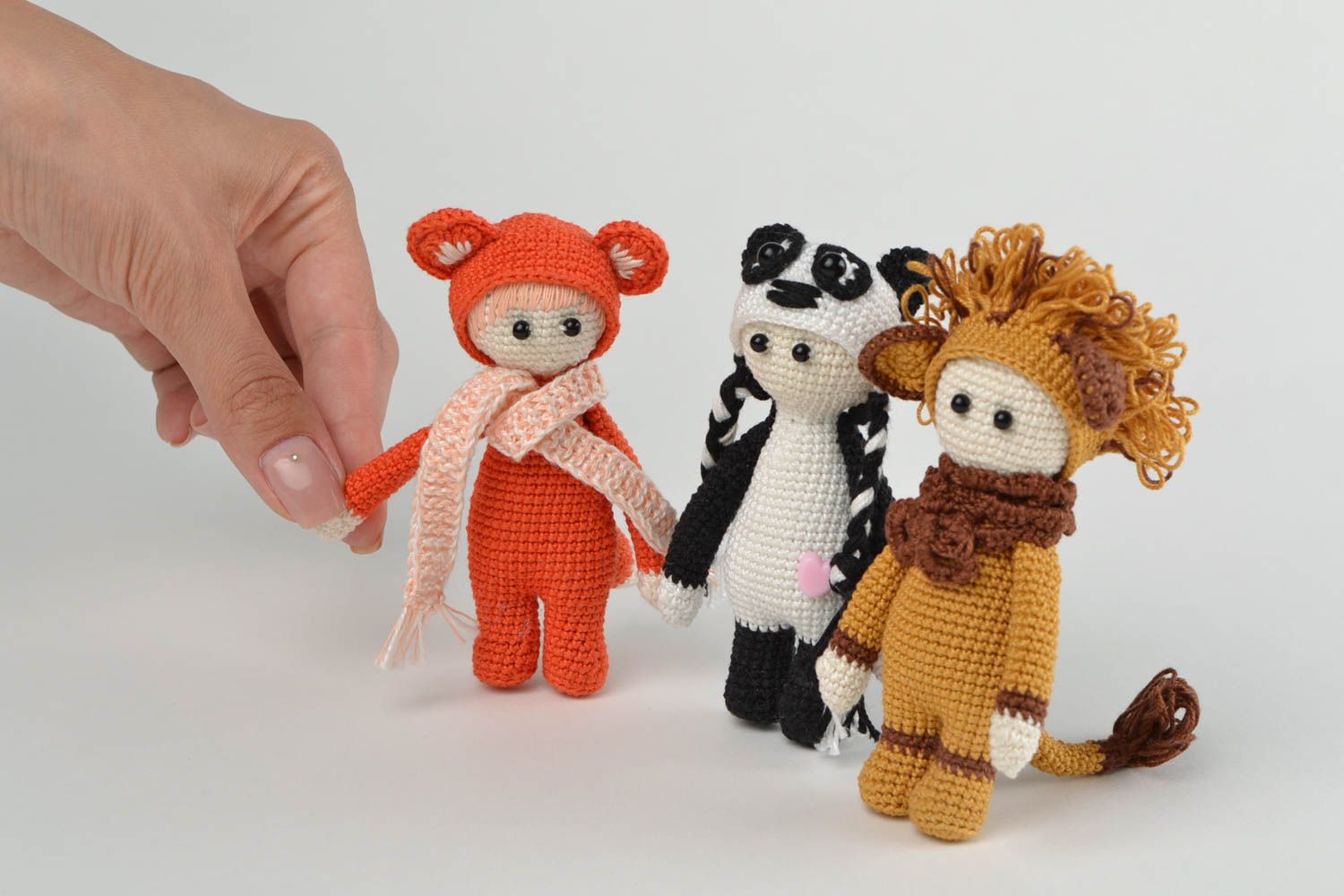 Мягкие игрушки куклы ручной работы куклы крючком для детей подарок набор 3 шт фото 2