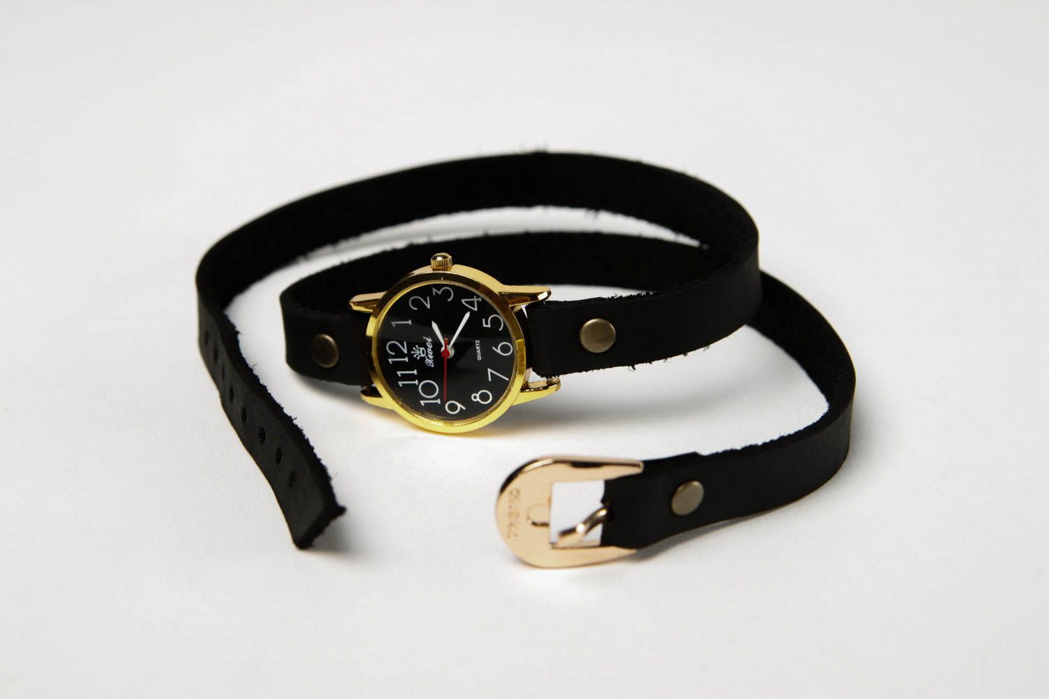 Pulsera de cuero hecha a mano para reloj accesorio para mujer regalo original  foto 4