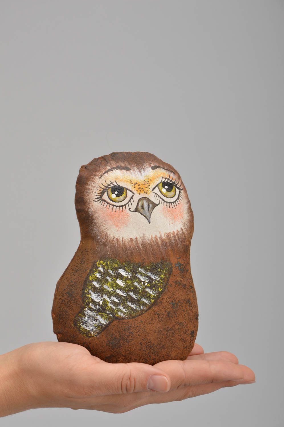 Designer soft toy handmade fabric baby owl decoration interior children doll  photo 3