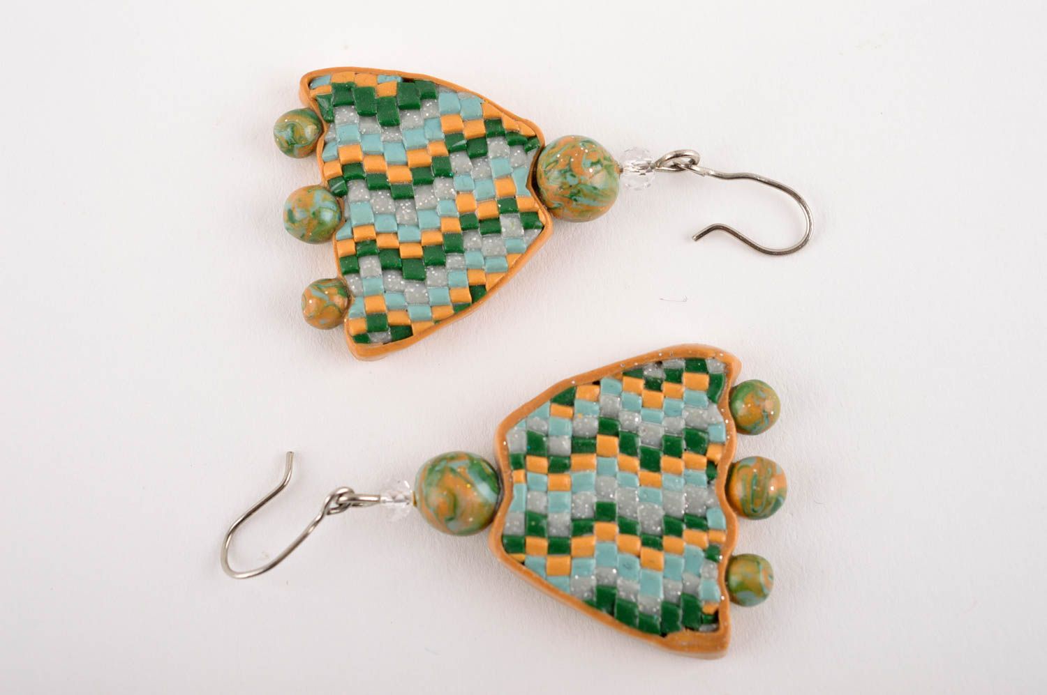 Unusual handmade plastic earrings design artisan jewelry fashion accessories photo 4