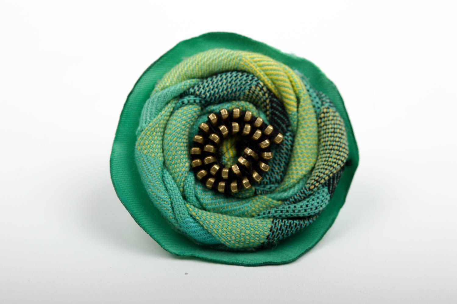 Женское кольцо украшение ручной работы украшение из ткани зеленое кольцо фото 2