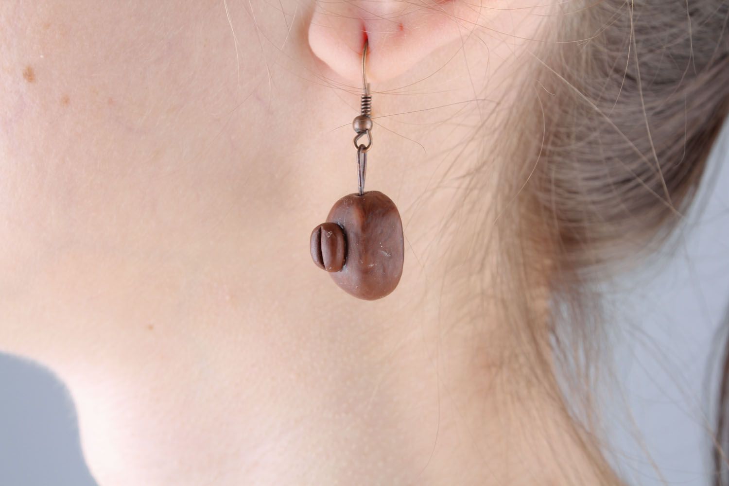 Homemade plastic earrings Coffee photo 5