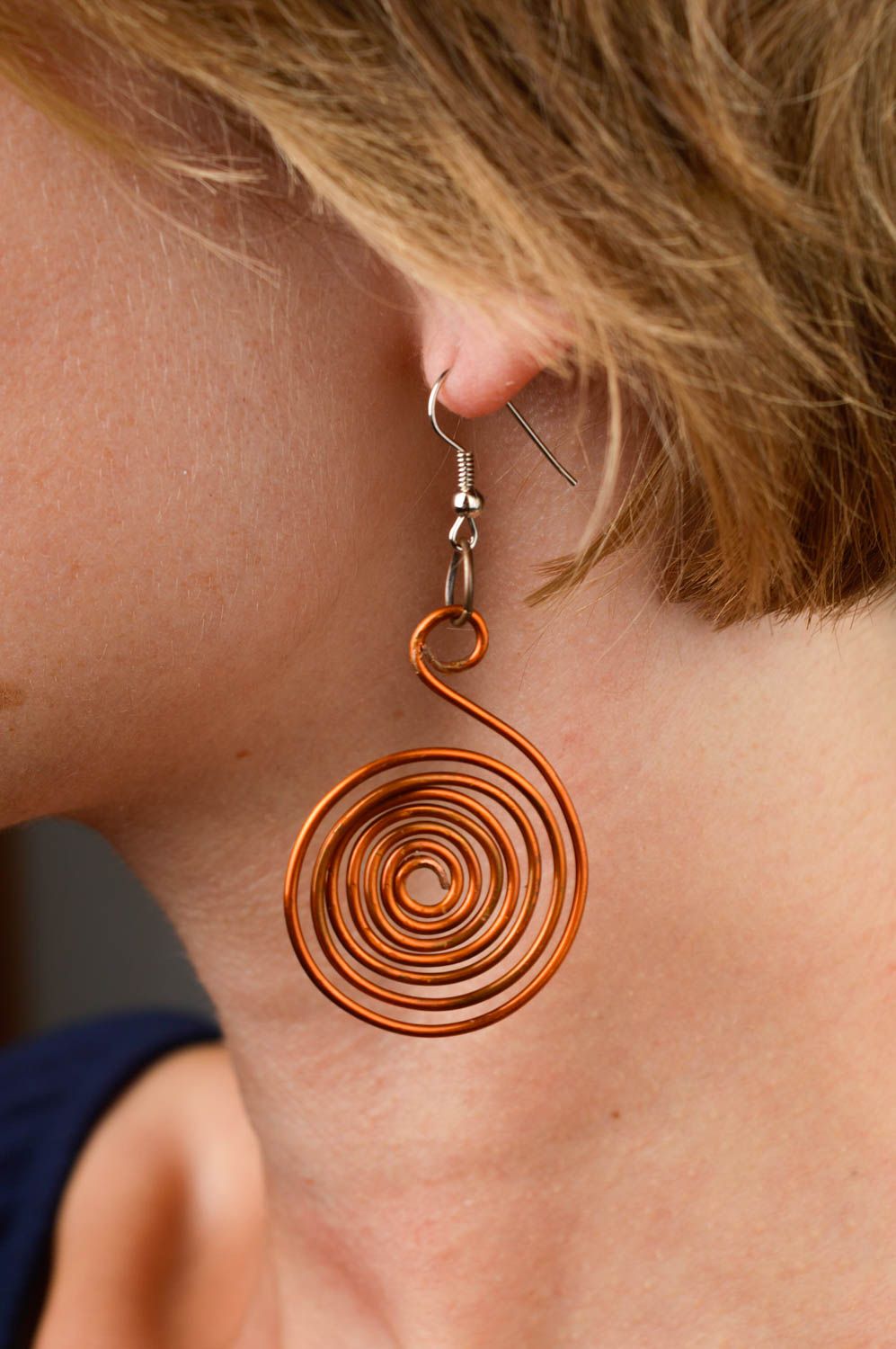 Boucles d'oreilles cuivre design Bijou fait main Accessoire femme original photo 1