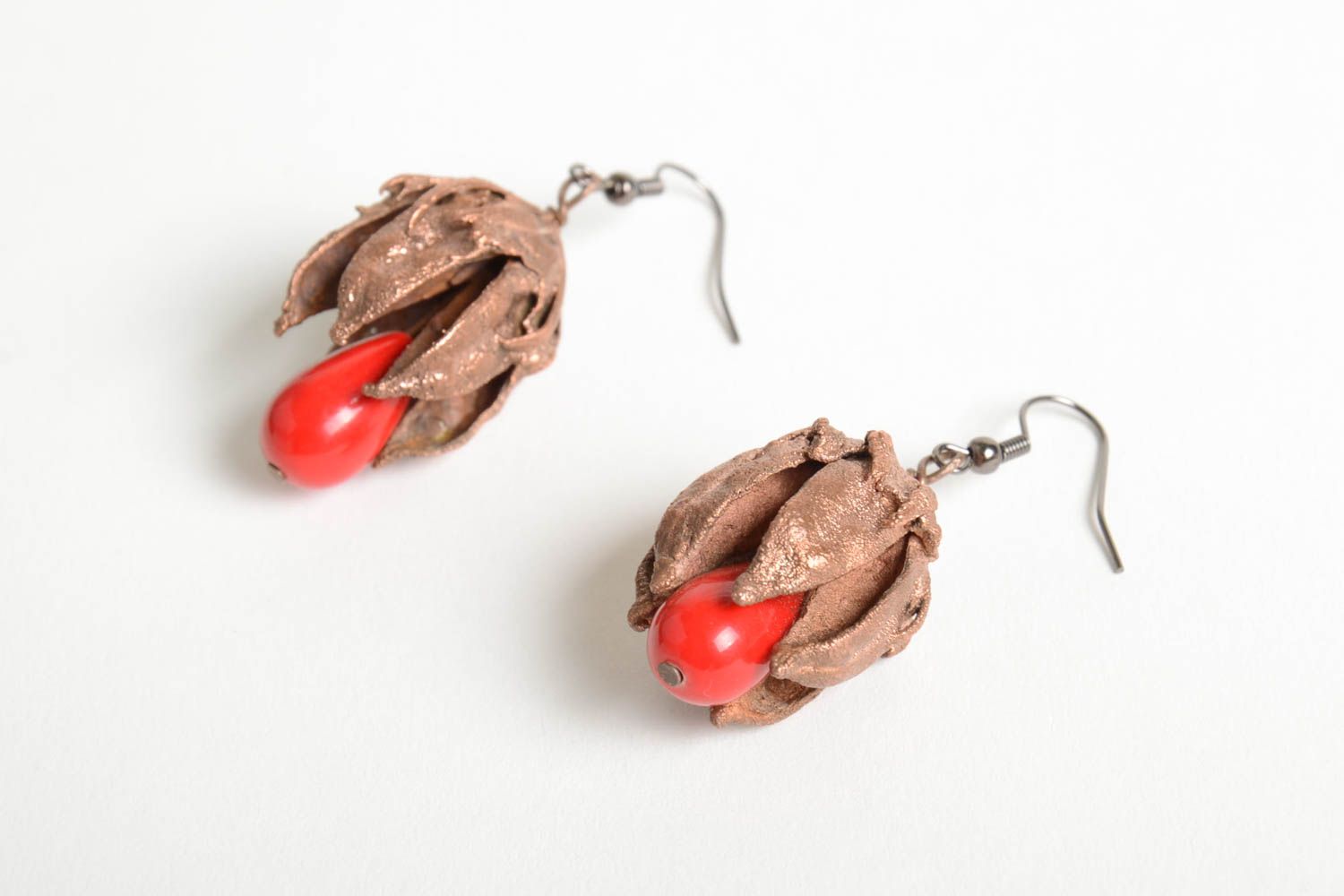 Beautiful handmade copper earrings metal earrings design accessories for girls photo 2