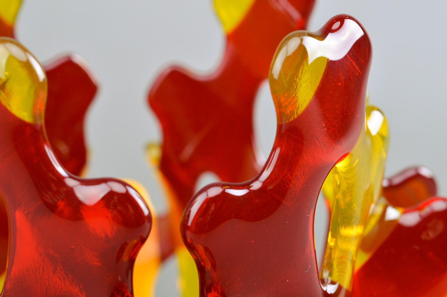Künstlerischer ungewöhnlicher gelb roter Kerzenhalter aus Glas Fusing Handarbeit foto 4