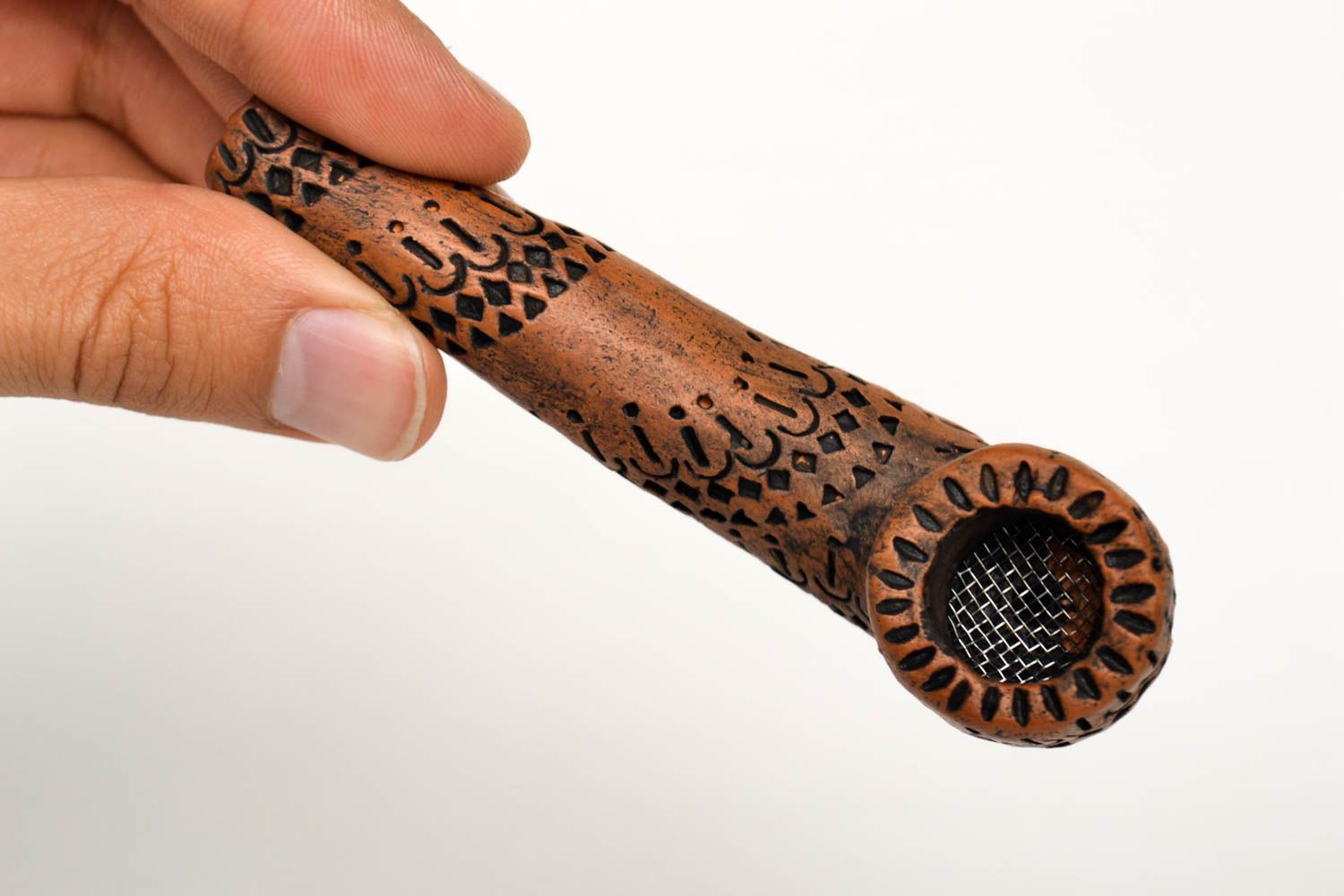 Handgemachte Keramik Pfeife zum Rauchen Geschenk aus Ton kleine Pfeife originell foto 2