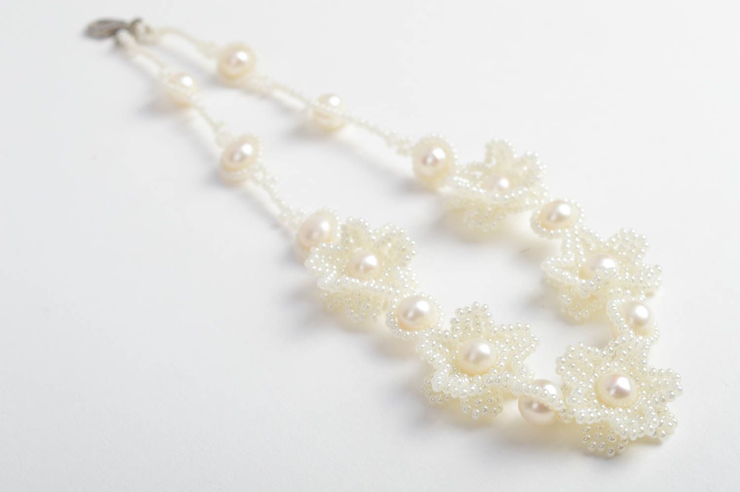 Wedding designer seed beads necklace handmade bijouterie accessory for woomen photo 3