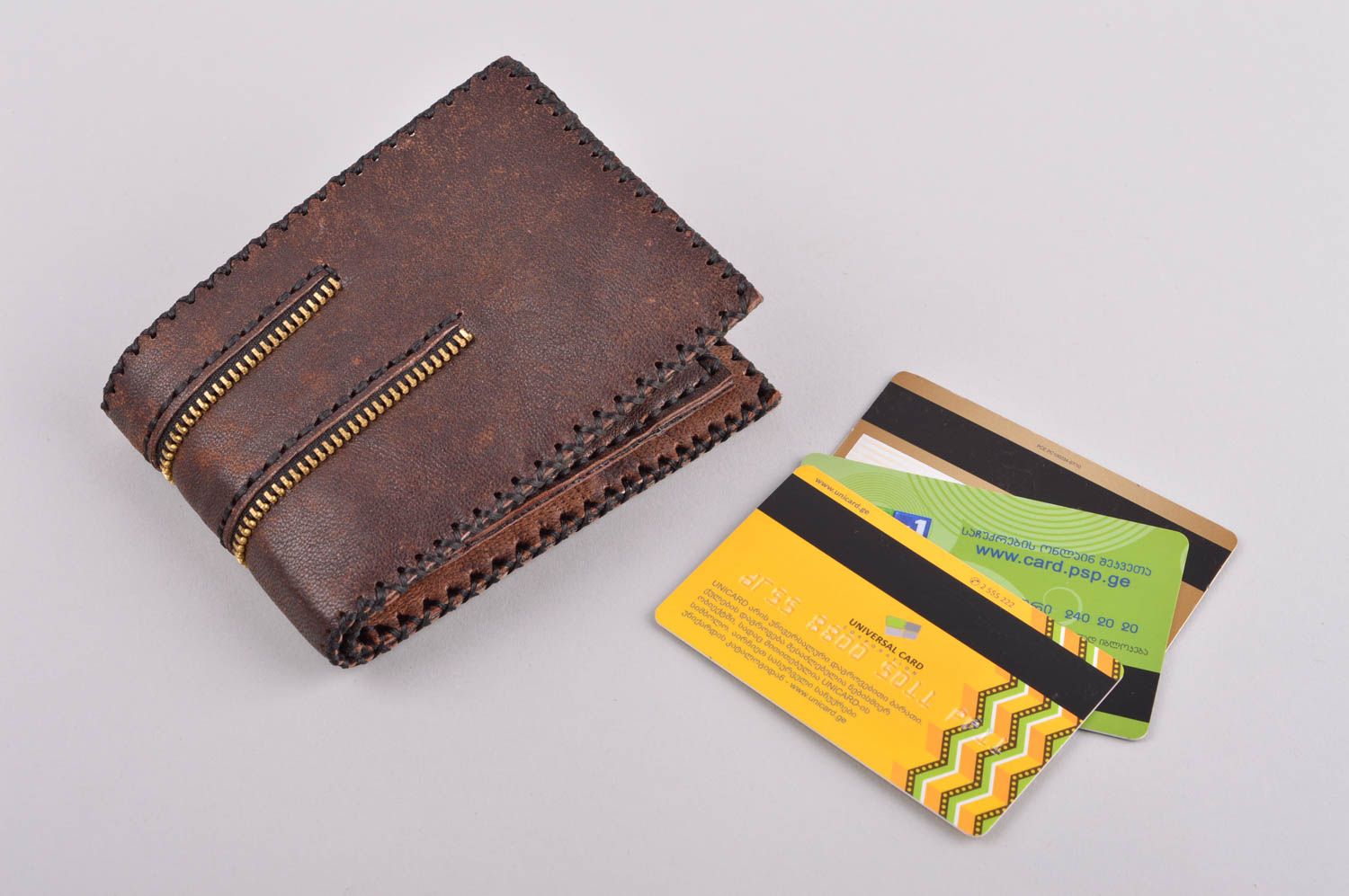 Braune Geldbörse handmade Portemonnaie Herren tolle Geschenk Ideen für Männer foto 1