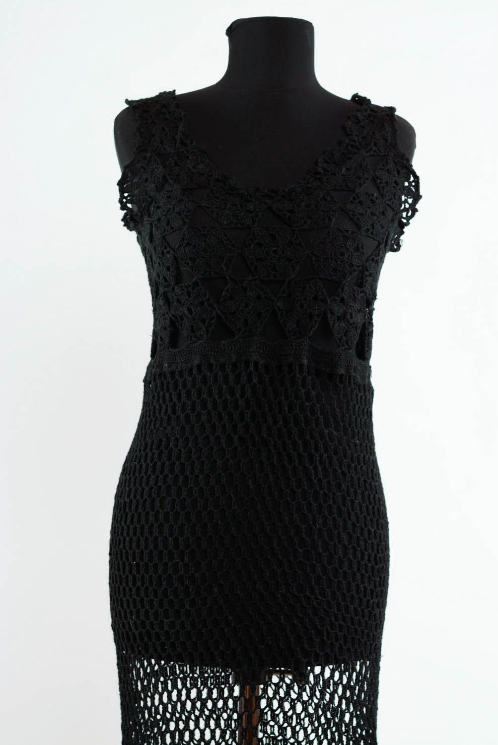 Черное платье связанное крючком фото 2