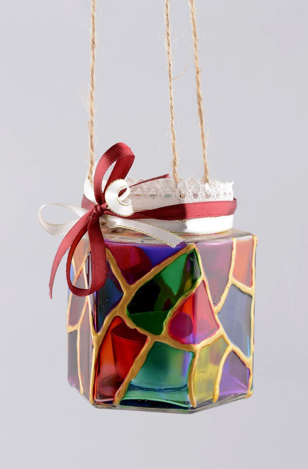 Portavelas de cristal hecho a mano decoración de hogar regalo original foto 1