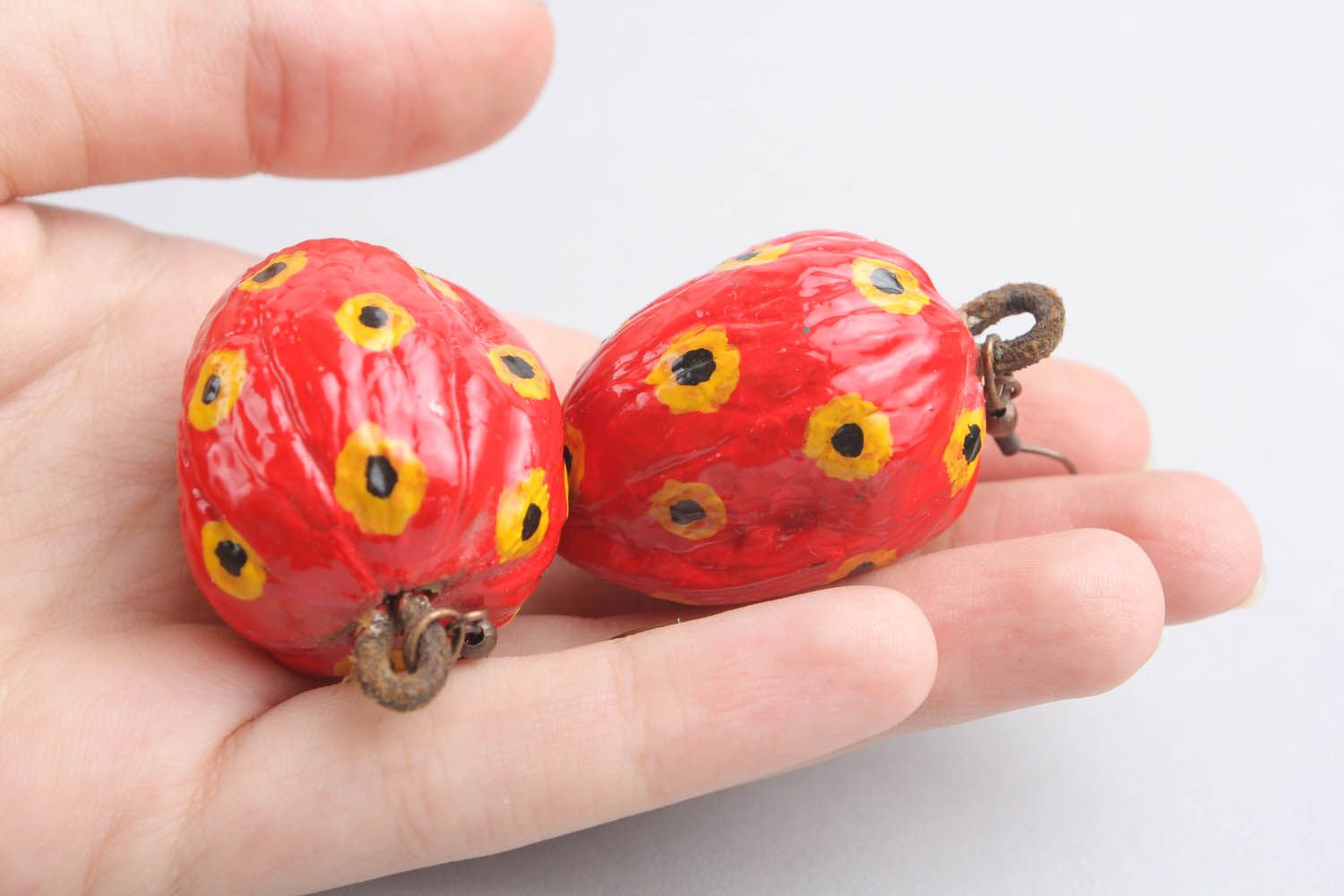 Handmade earrings Nuts photo 2