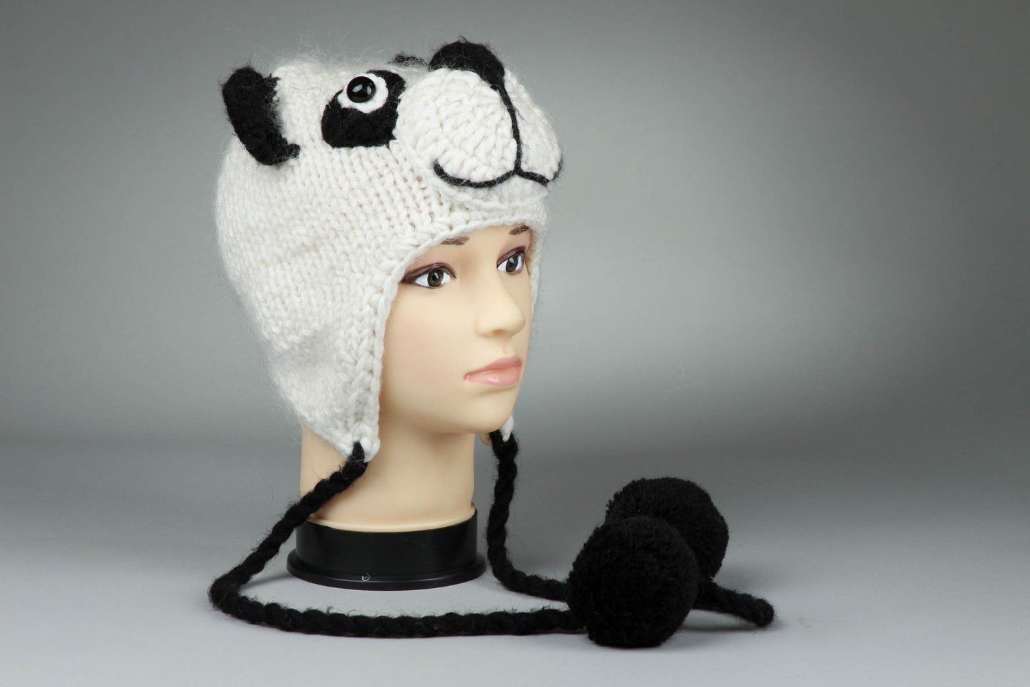 Knitted hat Panda photo 1