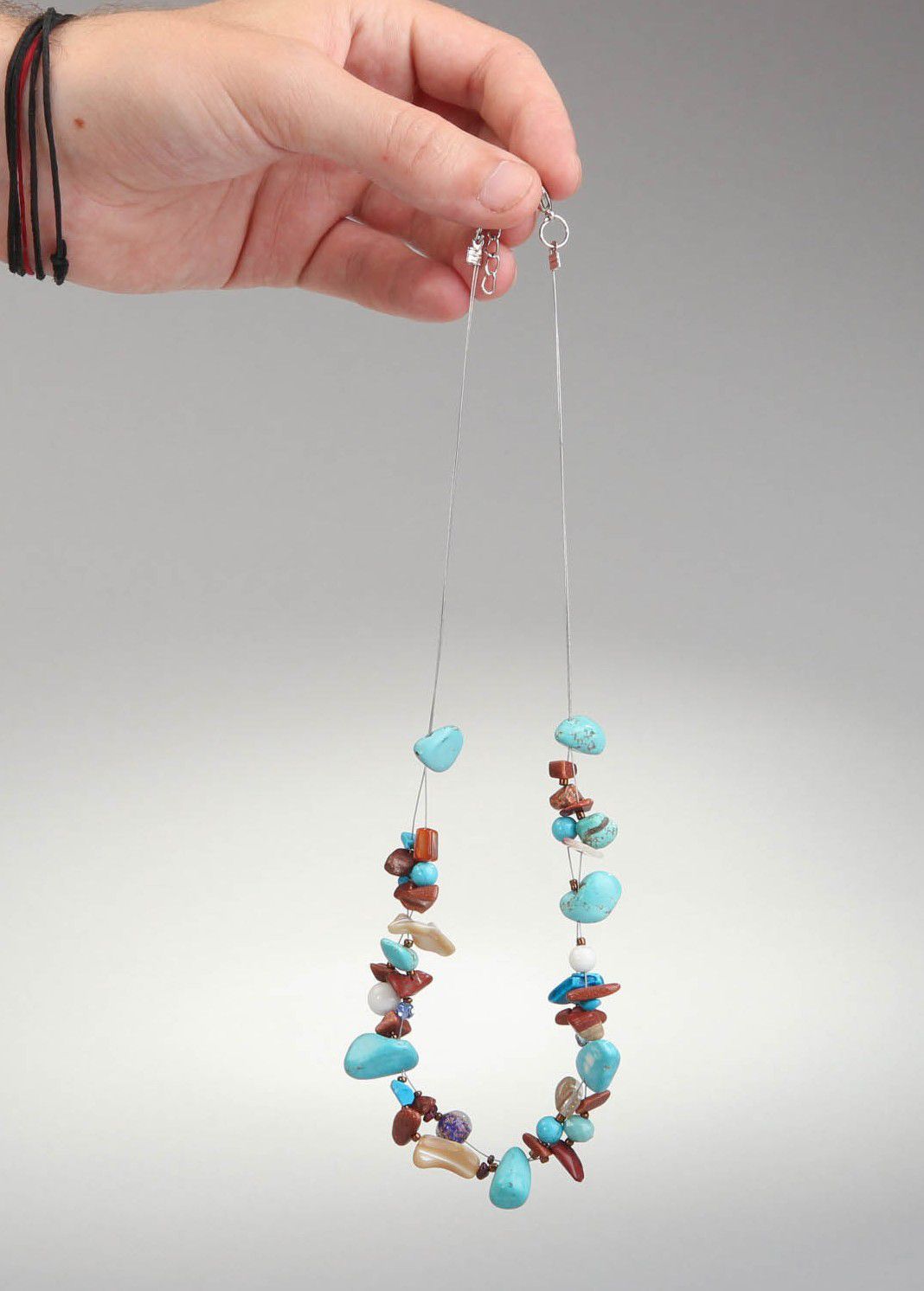 Necklace made of colorful natural stones photo 4