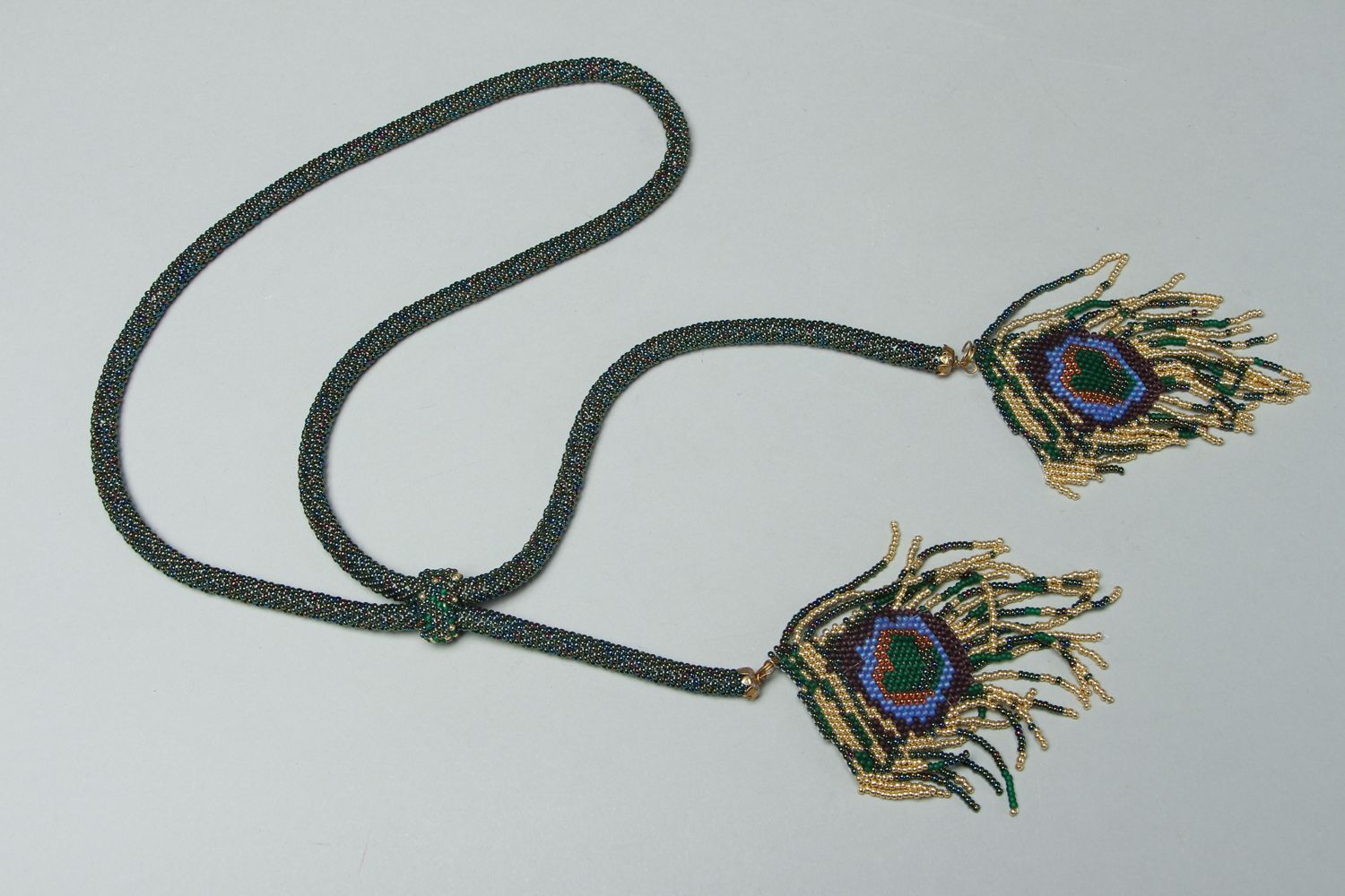Crochet beaded cord necklace photo 1