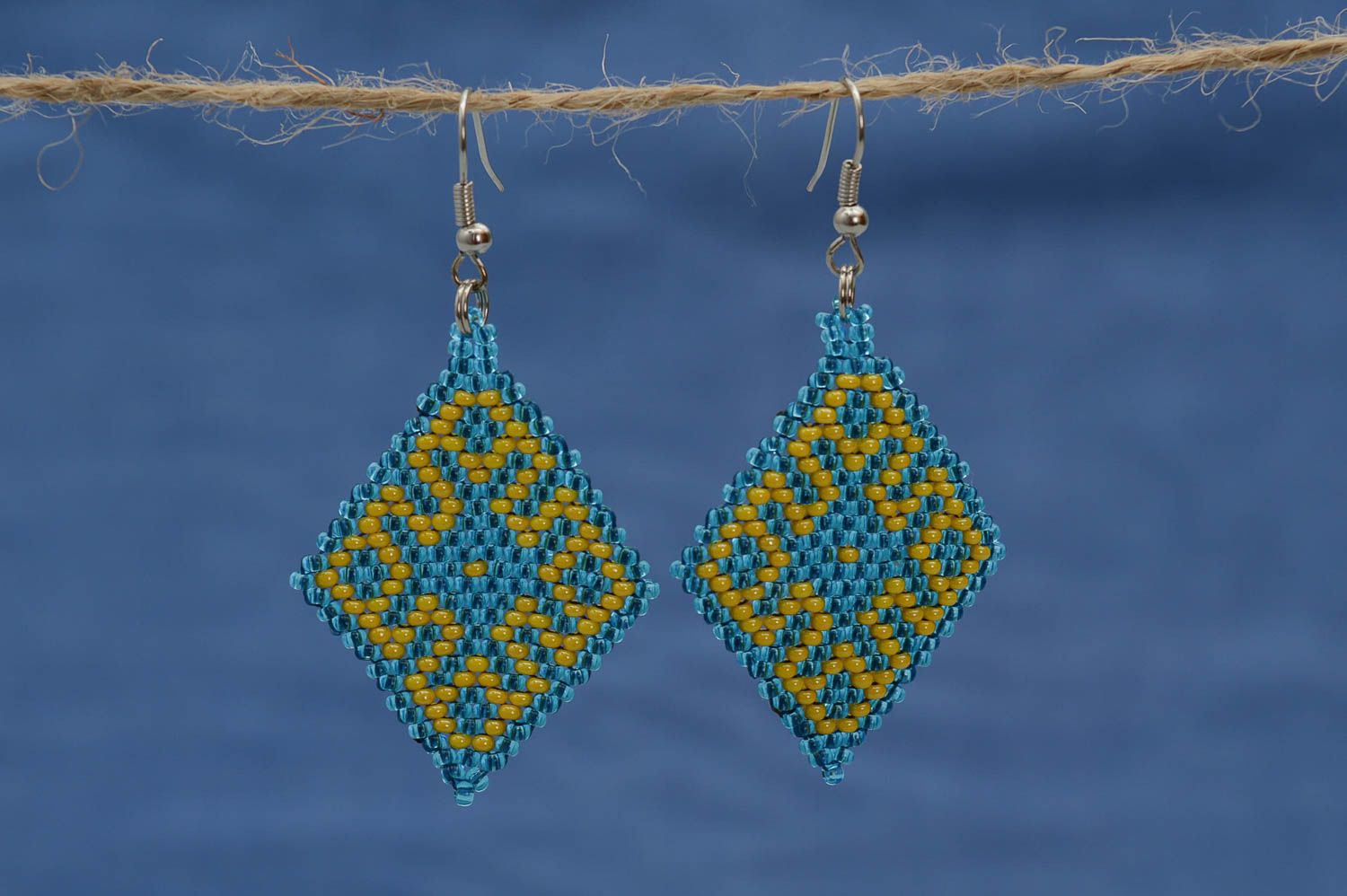 Handmade beaded earrings long earrings with charms seed beads accessories photo 1