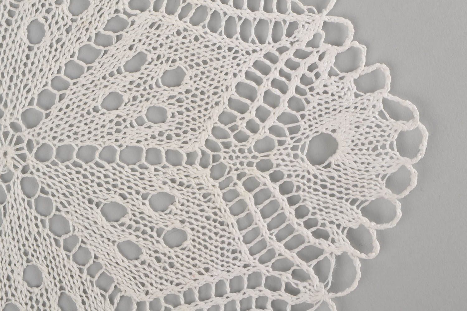 Napperon tricot aiguilles Textile de table blanc ajouré Décoration maison photo 4