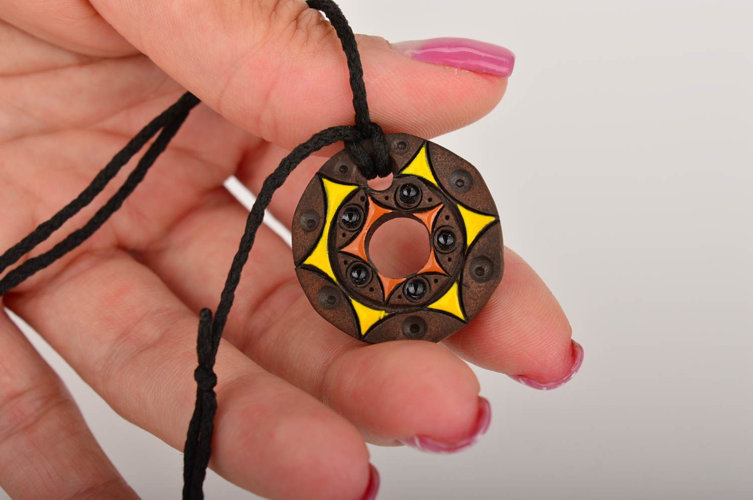Handmade pendant designer accessory clay pendant for women unusual gift ideas photo 3