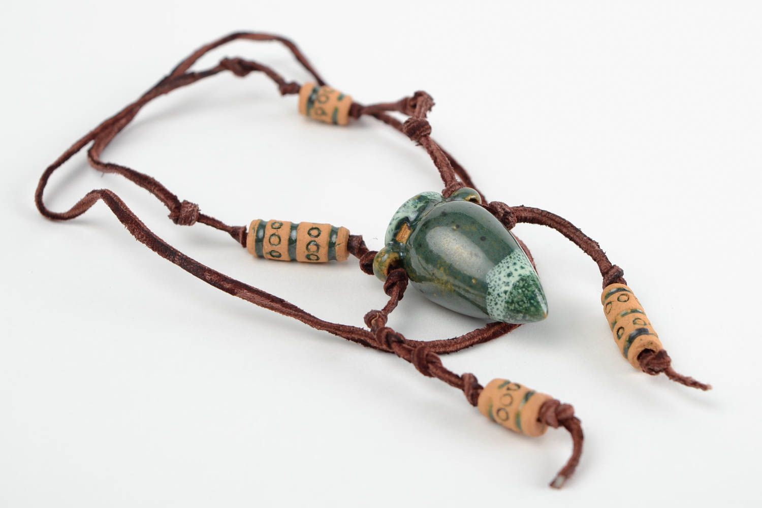 Handmade ceramic designer pendant unique 
aromatherapy necklace unusual present photo 1