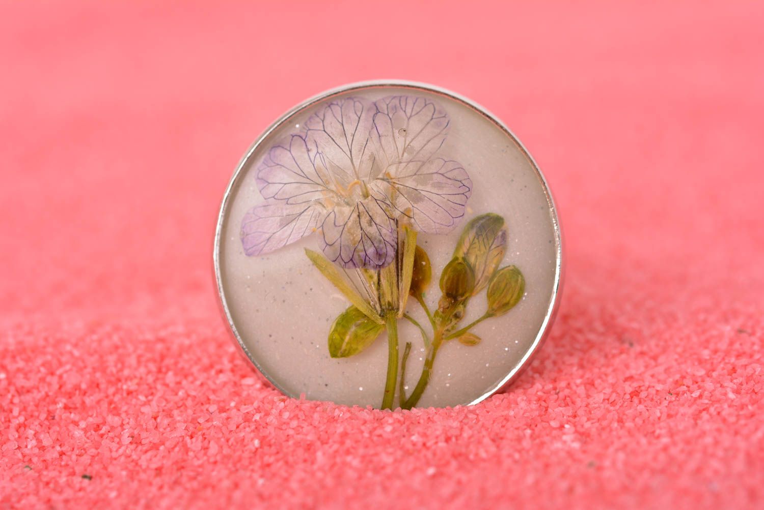 Handmade Blumen Ring mit Radischen Blume Damen Modeschmuck Accessoire für Frauen foto 1