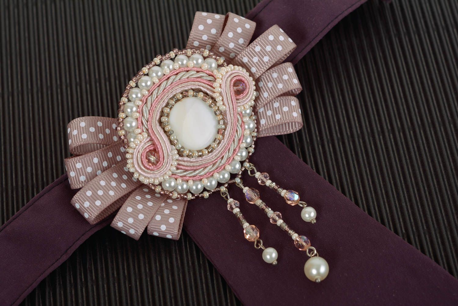Soutache jewelry handmade tie necklace with crystal silk jewelry for women photo 2