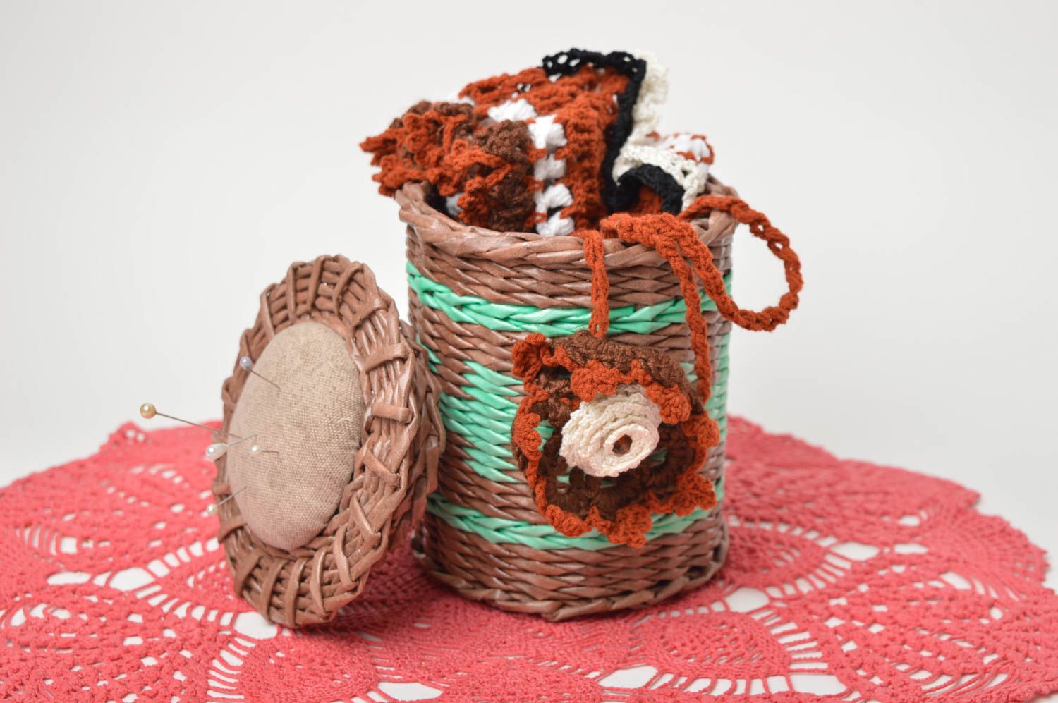 Handmade decorations paper basket decorative basket homemade home decor photo 1