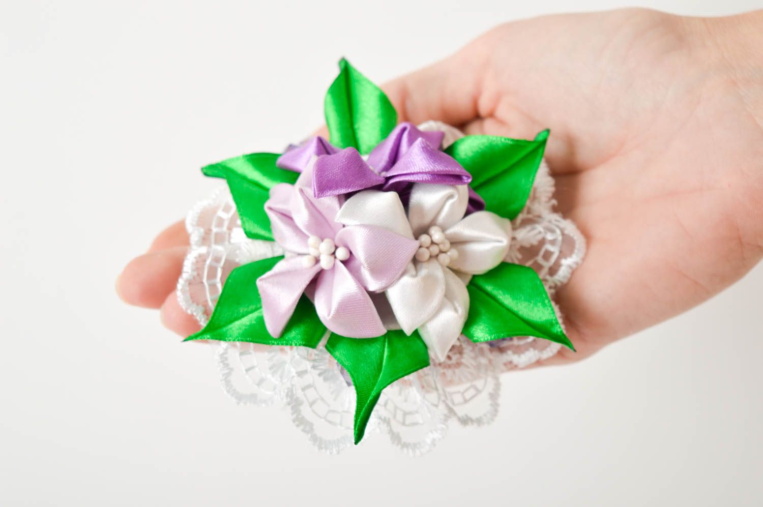 Handmade scrunchy made of satin flower scrunchies for children baby gift photo 5