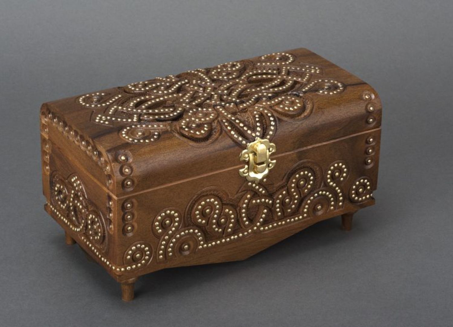 Inlaid carved box made of wood photo 4