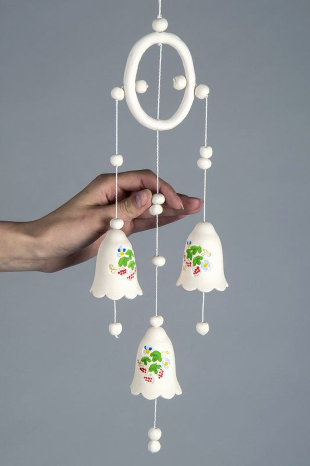 Ceramic hanging bells with ashberries photo 5