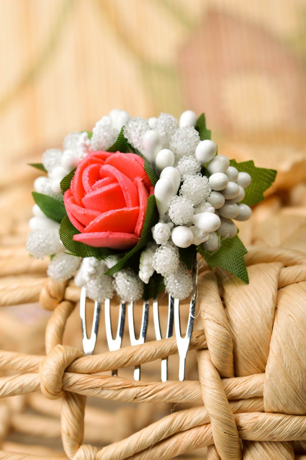 Peineta con flores hecha a mano adorno para el pelo accesorio para peinado foto 1