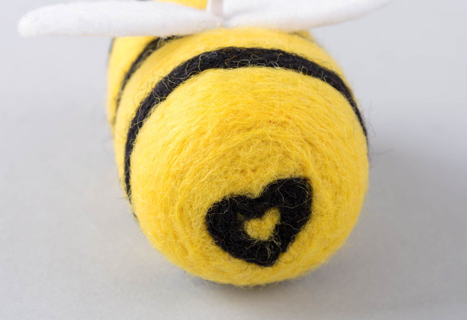 Handmade designer bee figurine soft toy made of wool unique present for children photo 5