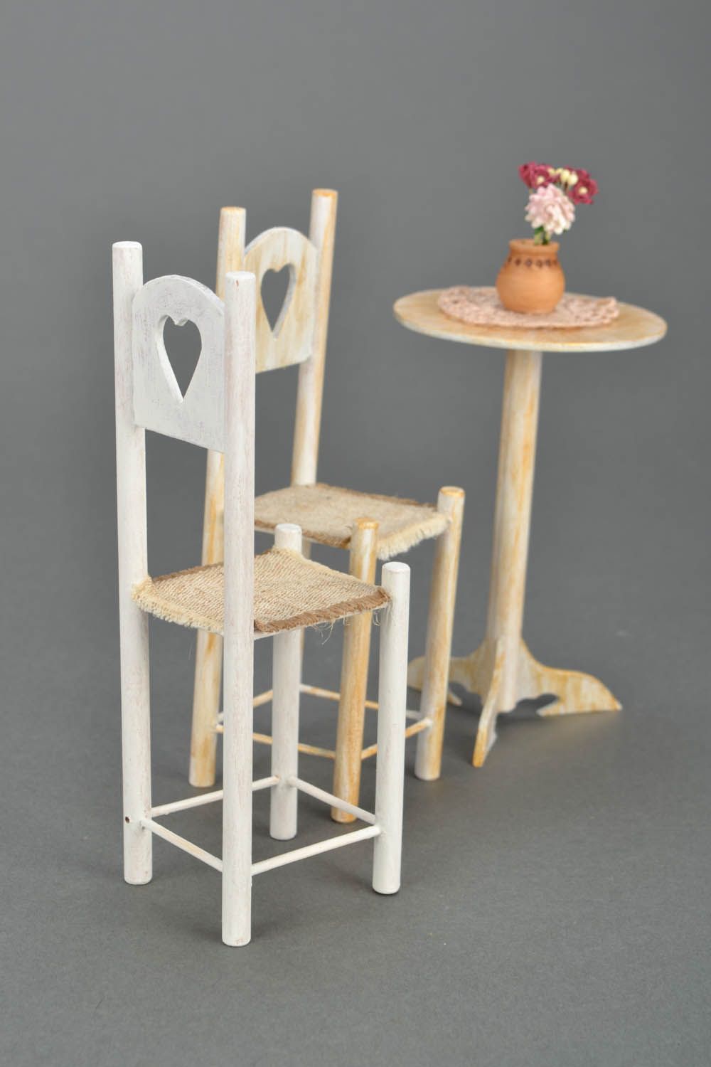 Toy table and two chairs for doll photo 3