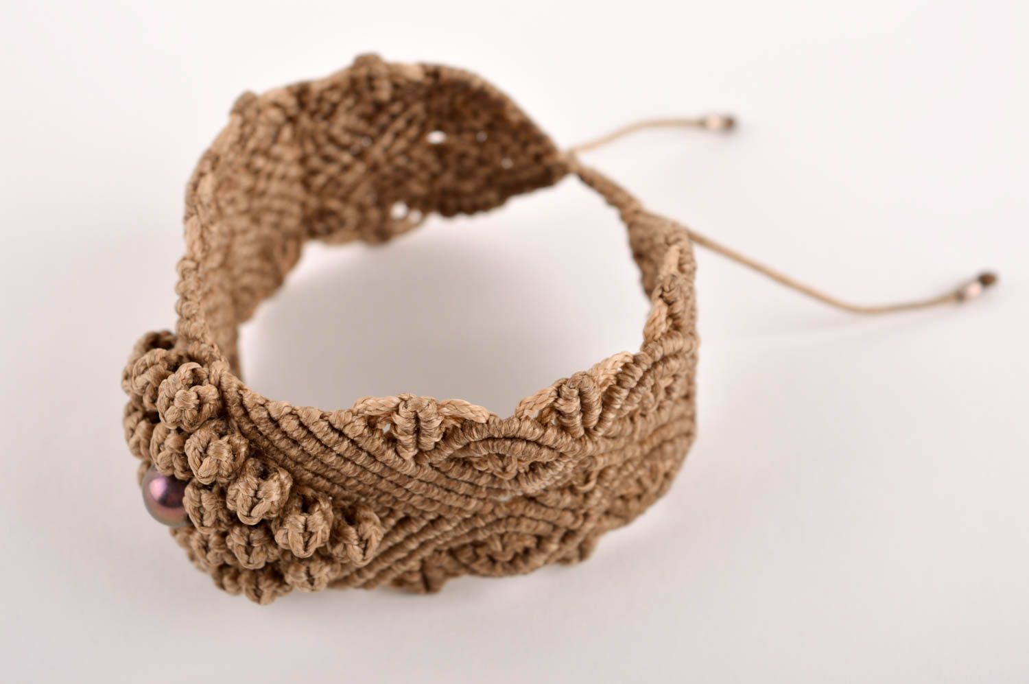 Модный браслет ручной работы браслет из ниток плетеный браслет с бусиной фото 2