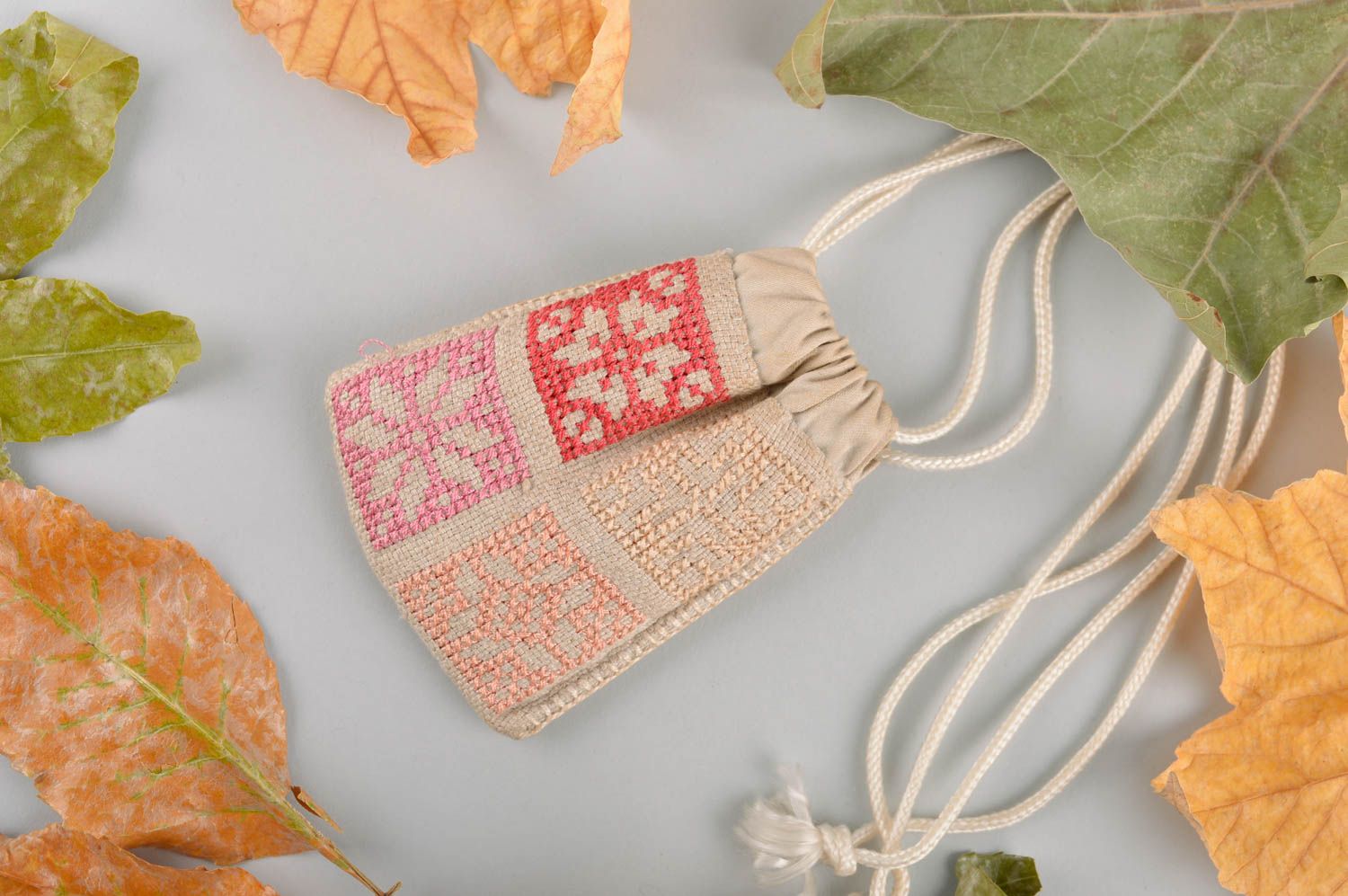 Unusual handmade fabric pouch textile purse for women handmade accessories photo 1