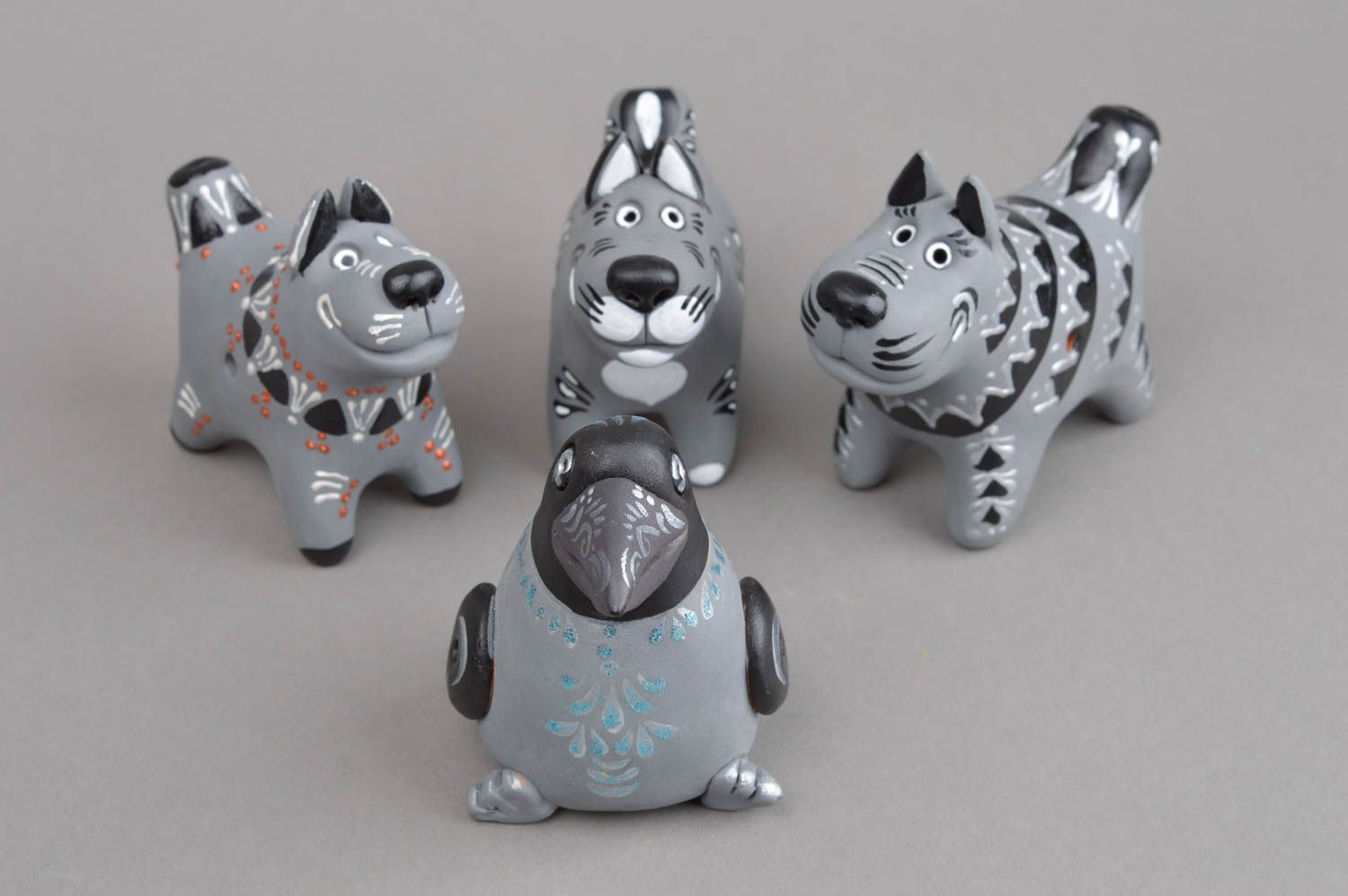 Керамические сувениры хэнд мейд набор игрушек из глины свистульки из глины 4 шт фото 4