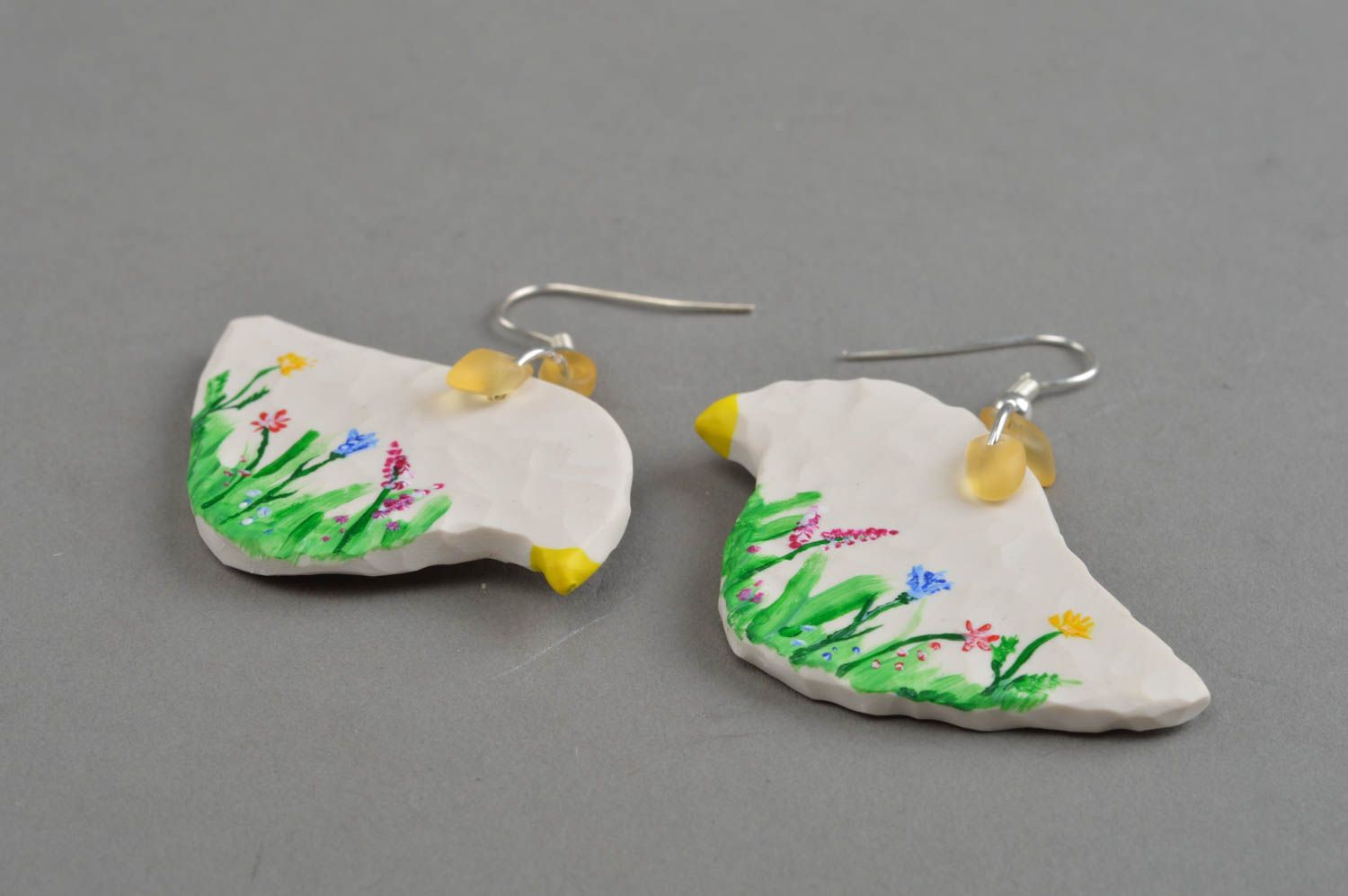 Beautiful handmade polymer clay earrings round plastic earrings gifts for her photo 3