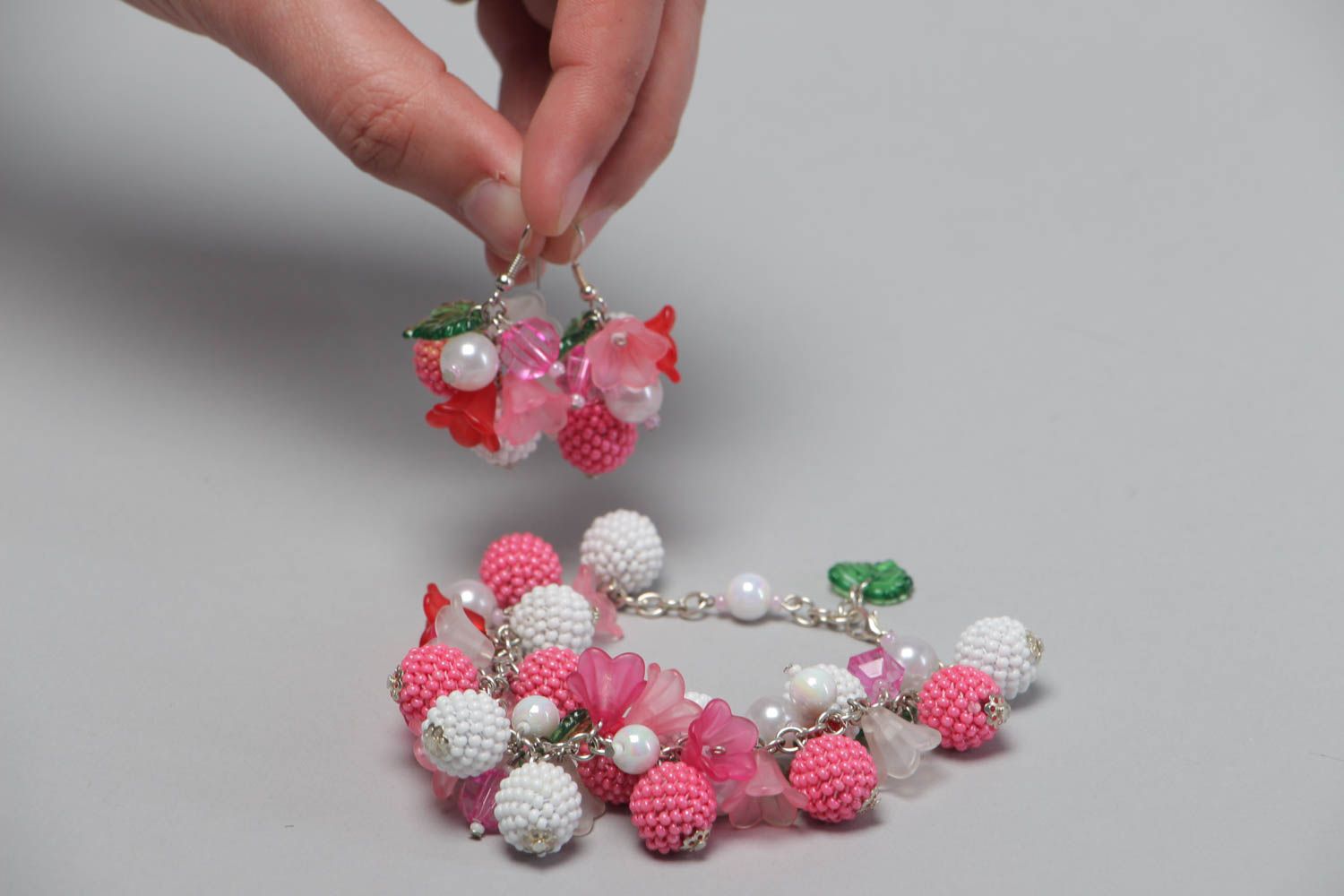 Handmade beaded jewelry set designer earrings and bracelet gifts for her photo 5