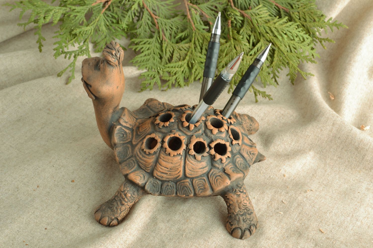 Clay pencil holder Turtle photo 5