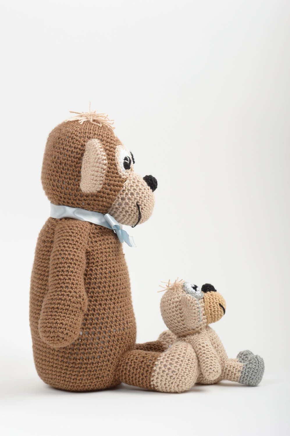 Stofftier Affen handmade Stoff Tiere Designer Geschenk 2 Stück für Kleinkinder foto 2