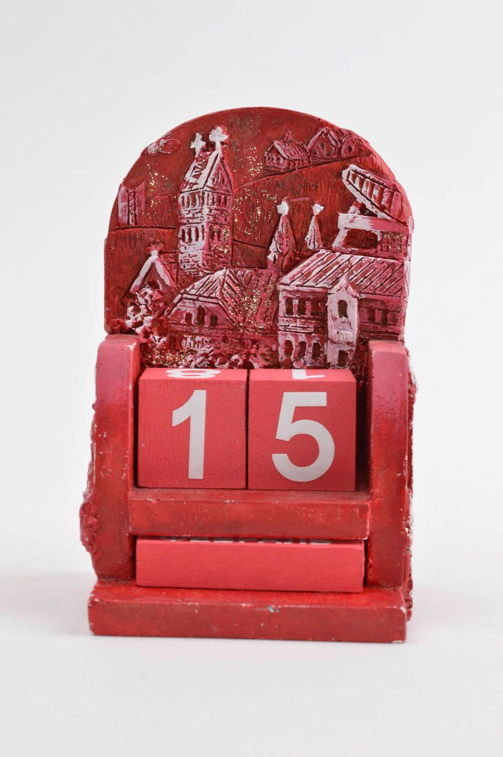 Haus Deko immerwährender Kalender handmade Figur aus Gips für Interieur schön foto 2