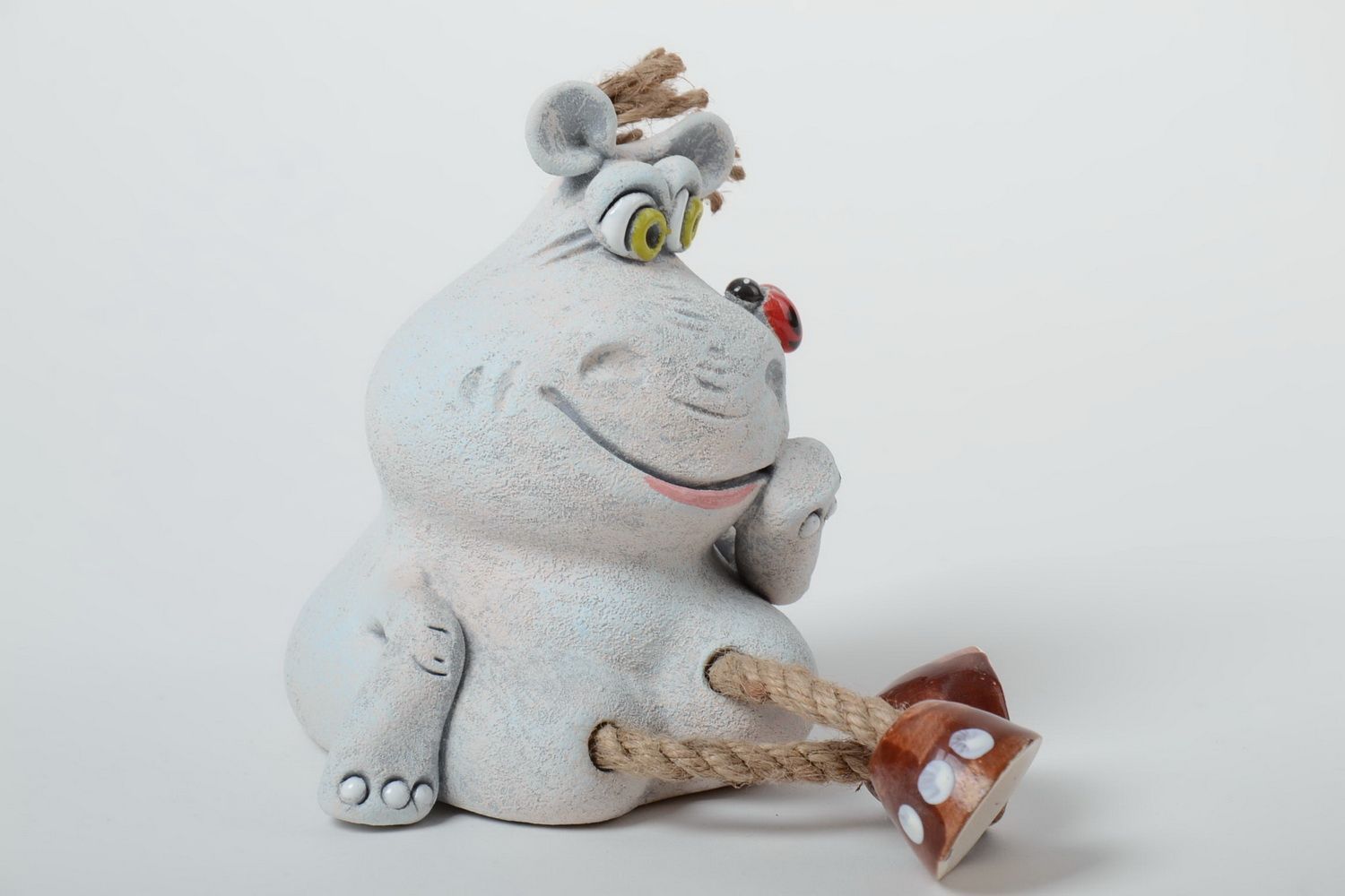 Tirelire hippopotame en demi-porcelaine peinte de pigments faite main amusante photo 2