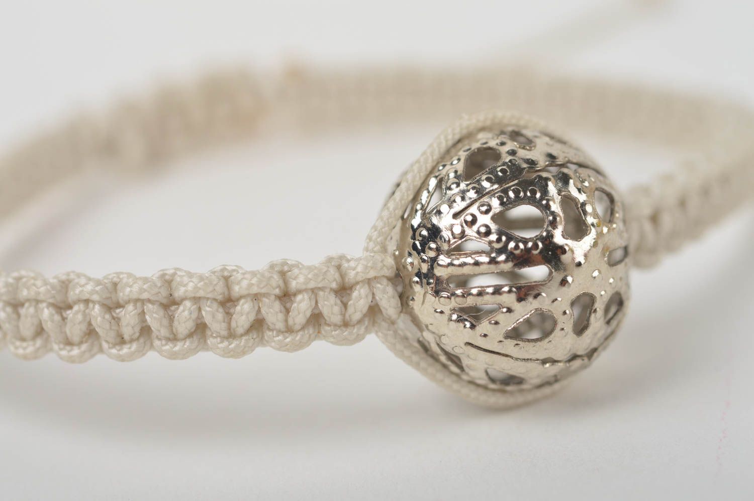 White thin bracelet wrist designer bracelet summer jewelry woven bracelet photo 3