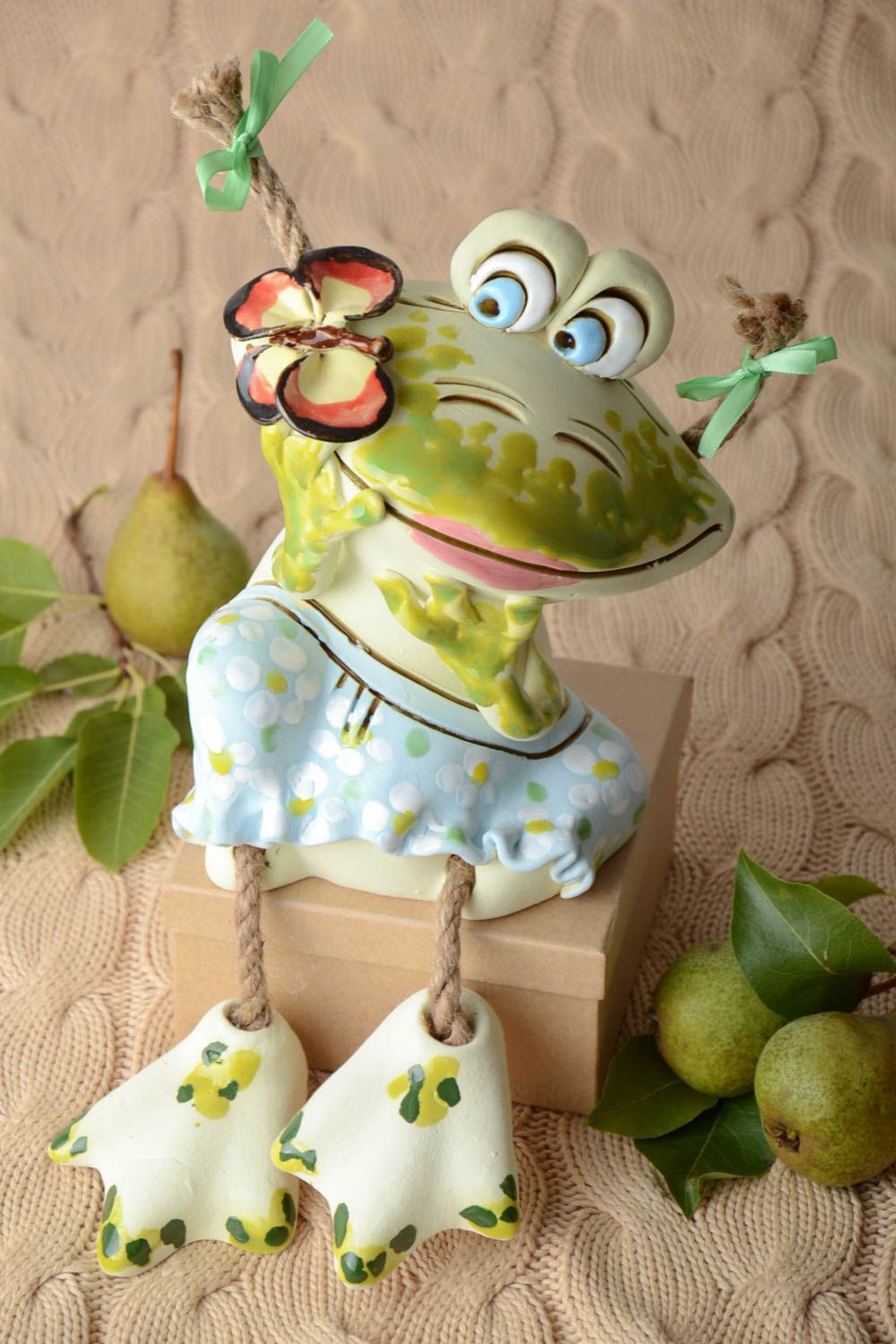 Unusual ceramic moneybox designer souvenir for kids cute frog moneybox photo 1