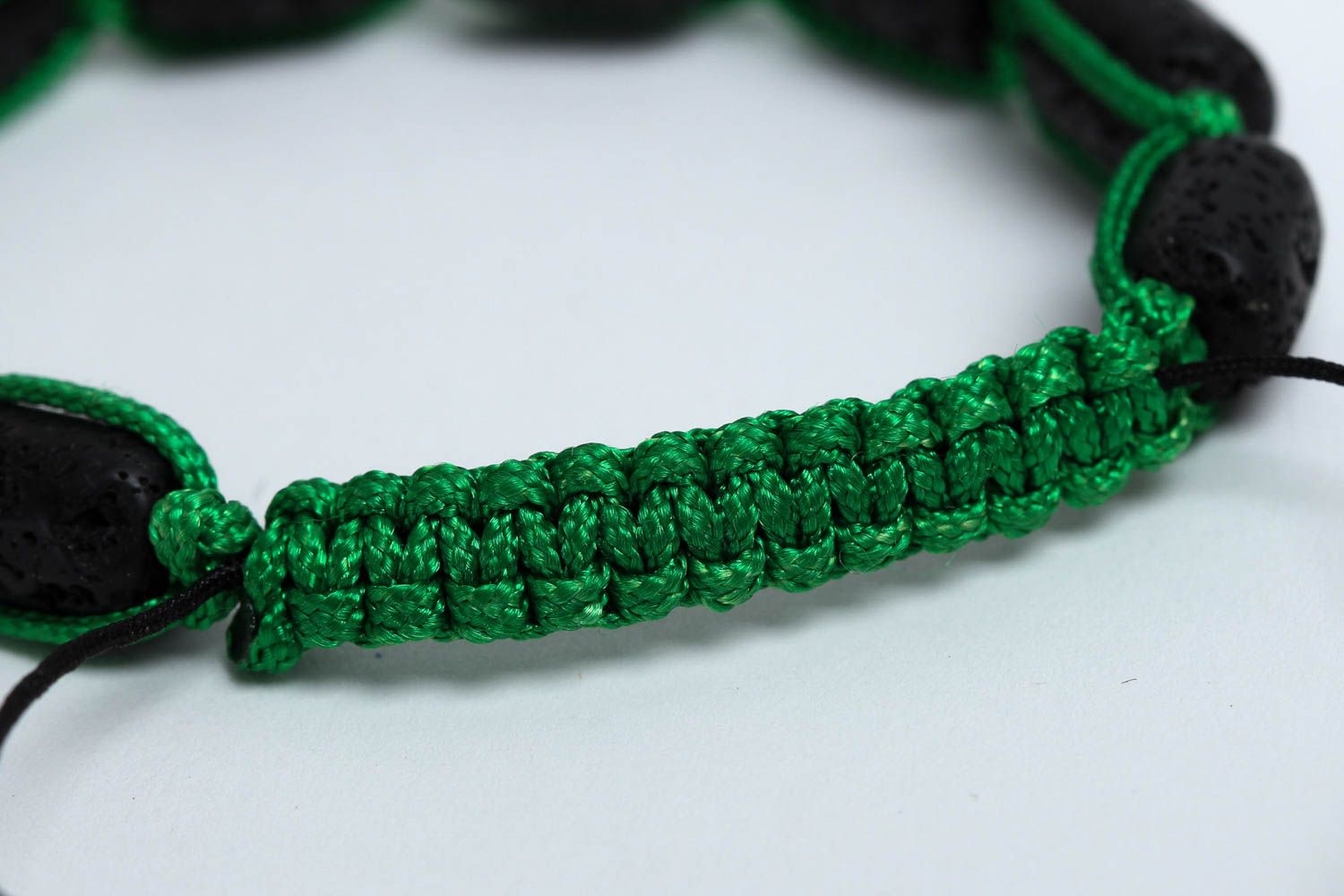 Bracelet lave volcanique Bijou fait main cordon vert Cadeau pour femme photo 4