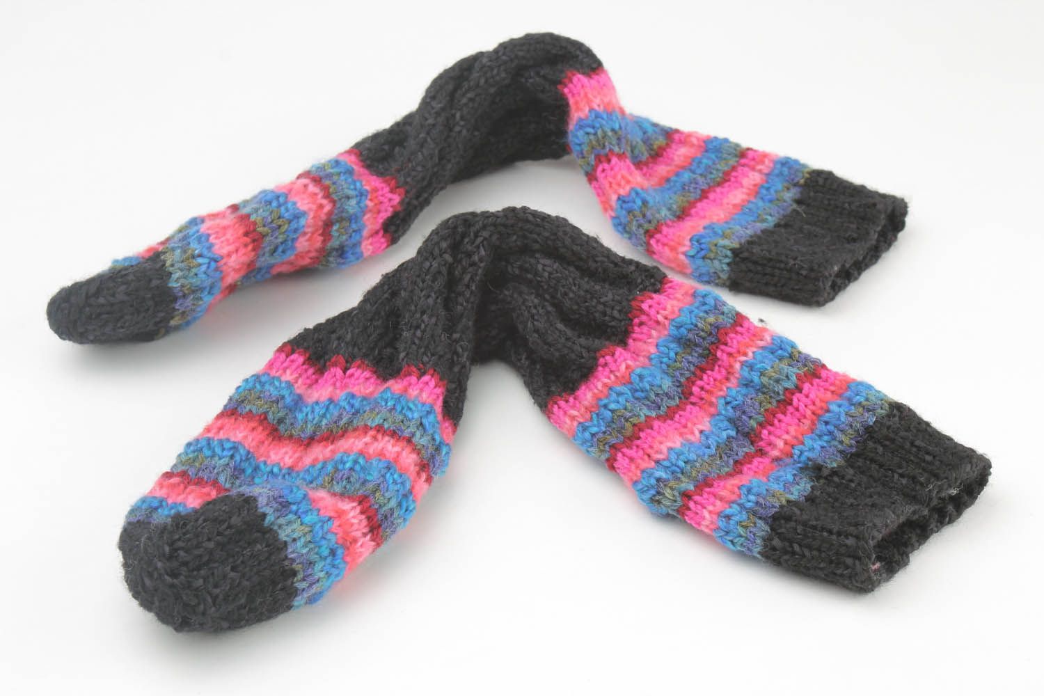 Chaussettes faites main tricotées rayées photo 4