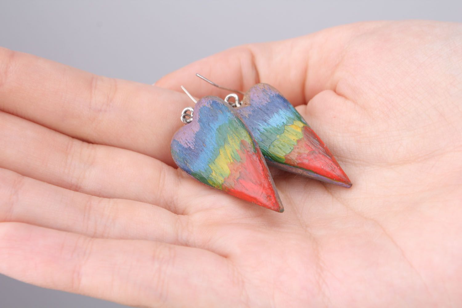 Wood earrings Hearts photo 2