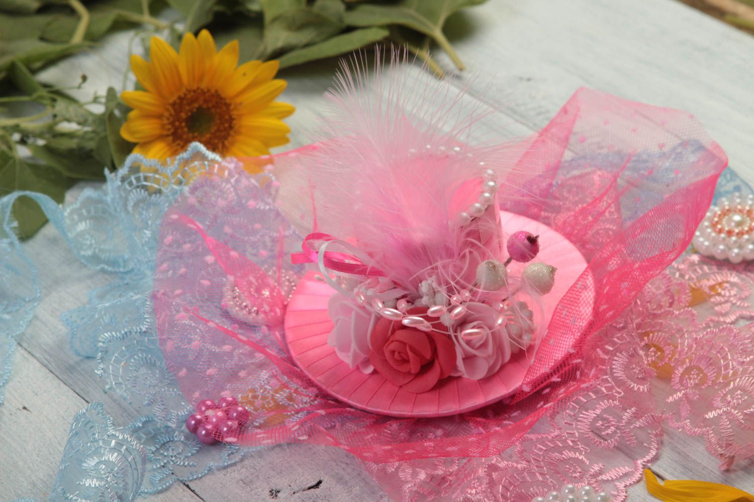 Damen Accessoires handmade Haarspange Blume Accessoire für Haare in Rosa  foto 1